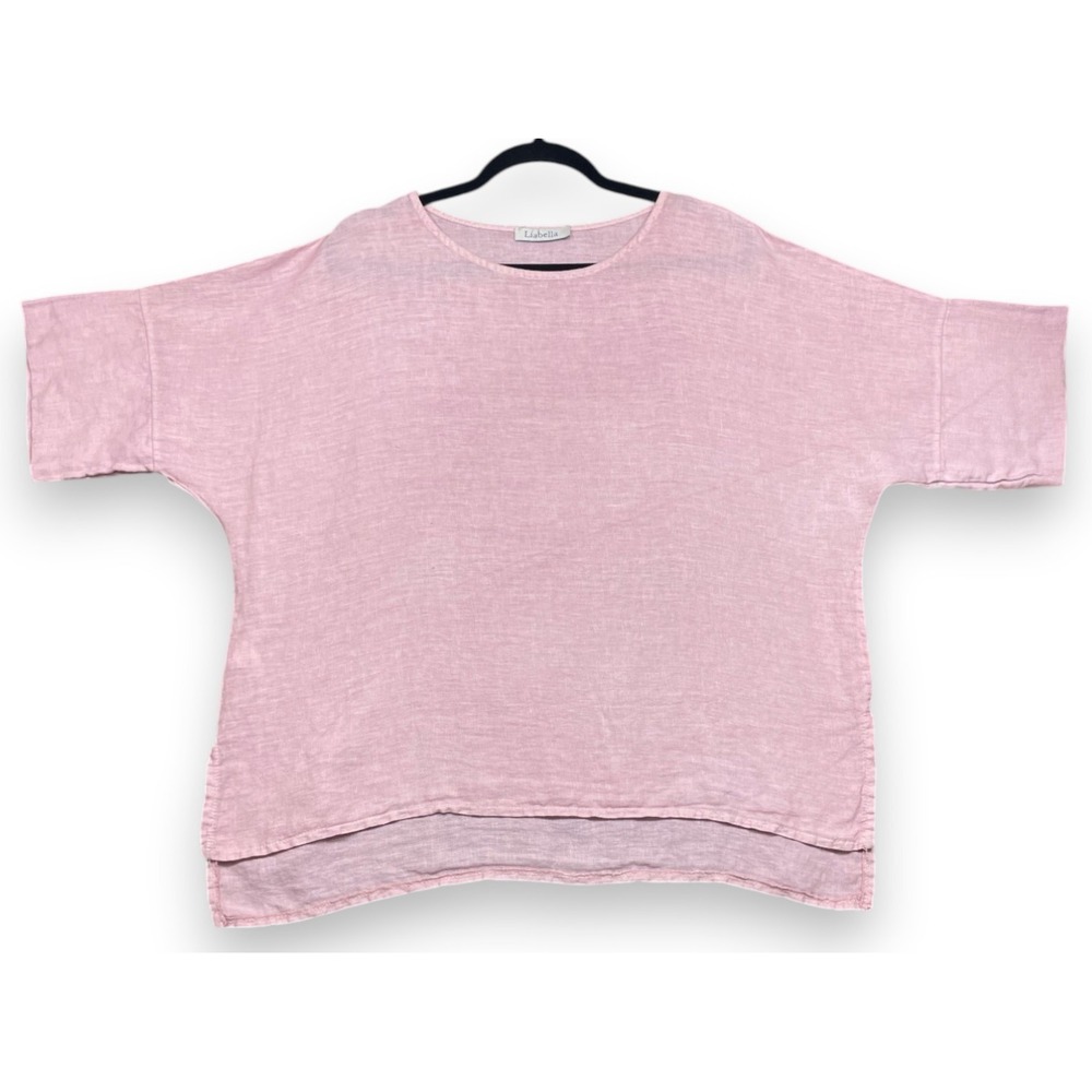 Liabella Linen Top Pink One Size Boxy Lagenlook Coastal